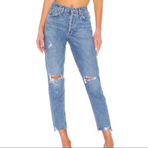 Agolde Jamie High Rise Button Fly Classic Fit Straight Jeans Dakota 28